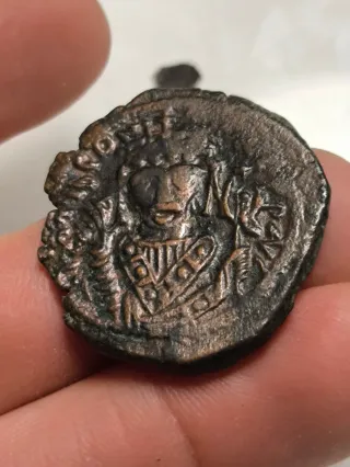 Moneda Bizantina Follis Maurice Tiberius