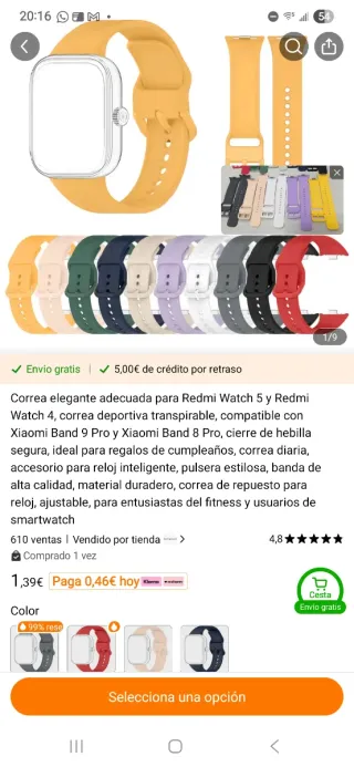 Correa para reloj Xiaomi/Redmi regalo 2