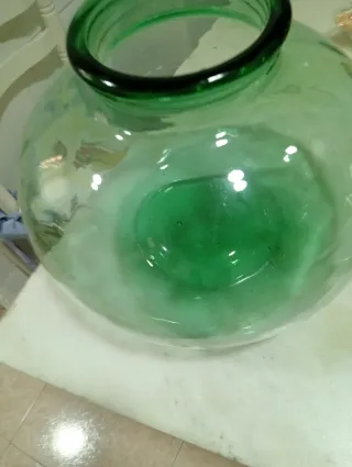 Jarrón/pecera de cristal verde