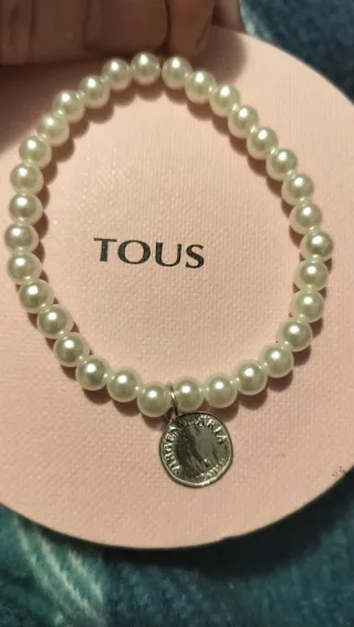 Pulsera perlas Virgen Niña Plata