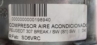 COMPRESOR AIRE ACONDICIONADO PEUGEOT 307 BREAK / SW (S1) SW   |   04.02 - ...
