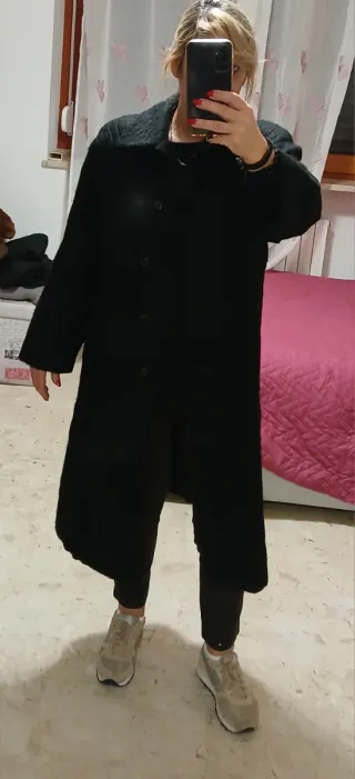 Cappotto lungo donna nero taglia 48 italiana