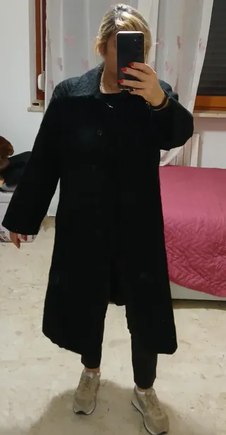 Cappotto lungo donna nero taglia 48 italiana