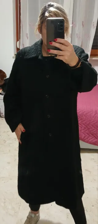 Cappotto lungo donna nero taglia 48 italiana