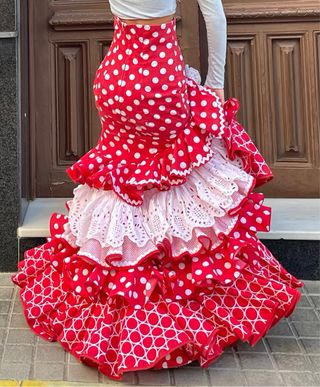 Falda flamenca lunares roja talla 34