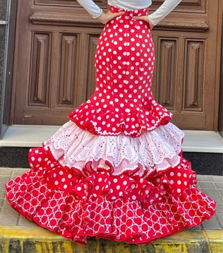 Falda flamenca lunares roja talla 34