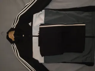 Conjunto Adidas Chándal Negro Gris Blanco