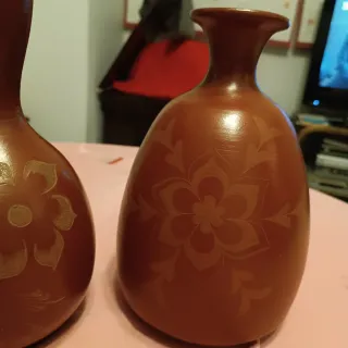 3 Jarrones de Terracota Decorados