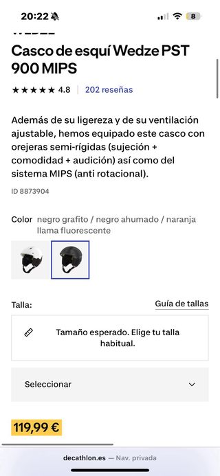 Casco de esquí negro mate