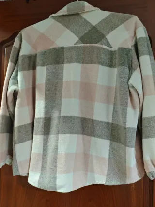 Camisa cuadros franela mujer gris y rosa