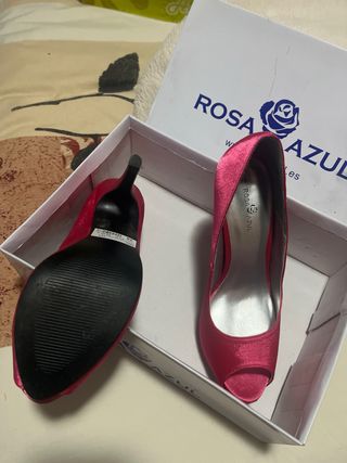 Zapatos de tacón fucsia peep toe talla 39