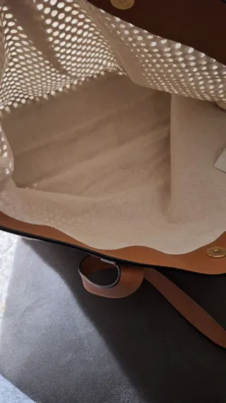 Bolso de asas Uterqüe beige y marrón Medidas 46x32