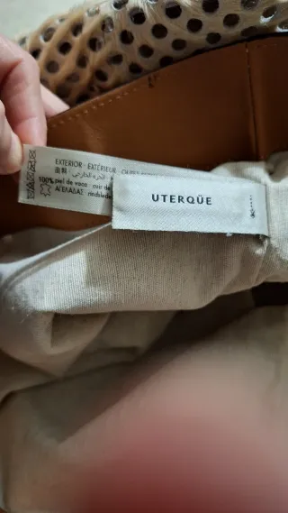 Bolso de asas Uterqüe beige y marrón Medidas 46x32