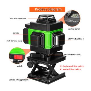 NIVEL LASER VERDE 360° 16 LINEAS 2 BATERÍAS NUEVO