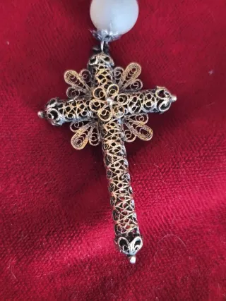 Rosario antiguo plata dorada