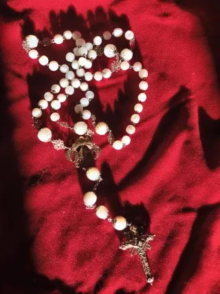 Rosario antiguo plata dorada