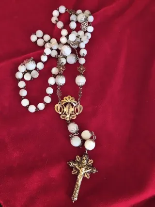 Rosario antiguo plata dorada