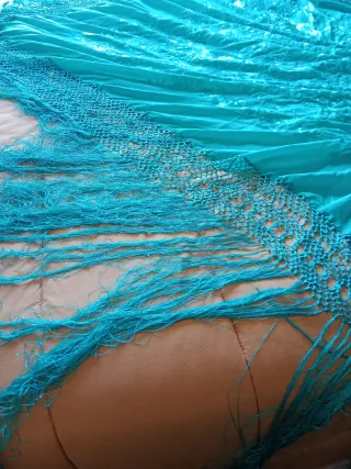 Mantón seda turquesa 1.35m