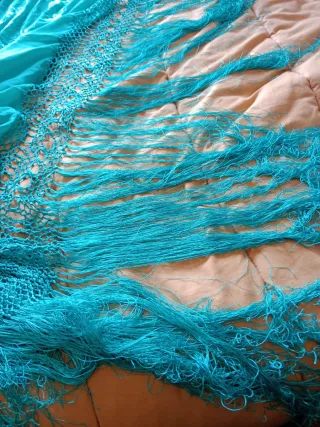 Mantón seda turquesa 1.35m