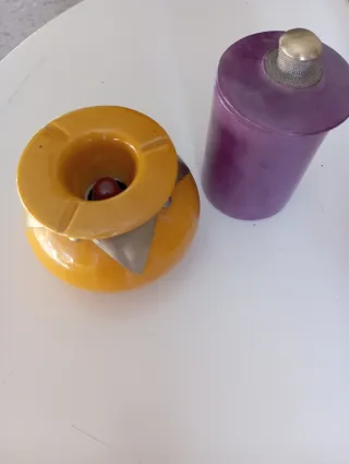 Set Cerámica Vintage Cenicero y Bote