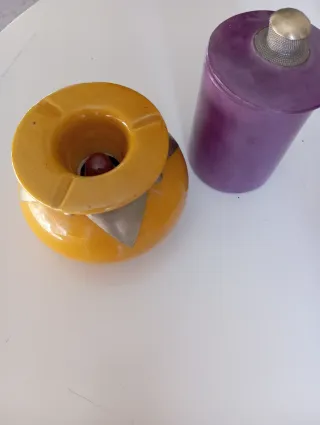 Set Cerámica Vintage Cenicero y Bote