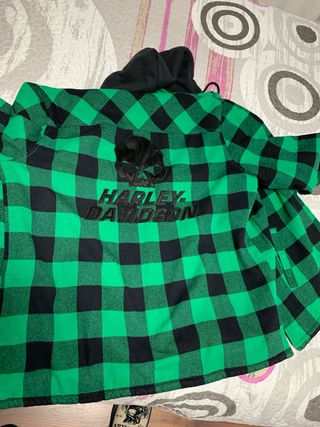 Chaqueta Harley Davidson a cuadros verde y negra