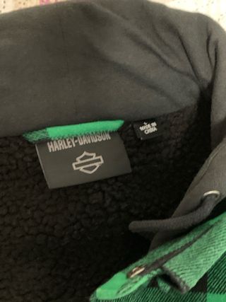 Chaqueta Harley Davidson a cuadros verde y negra