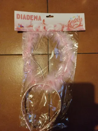 Diadema Ángel Rosa Plumas