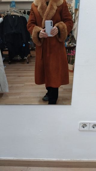 Abrigo ante teja forro pelo talla M/L