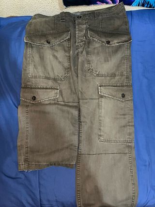 Pantalón Ancho Casual Verde con Bolsillos