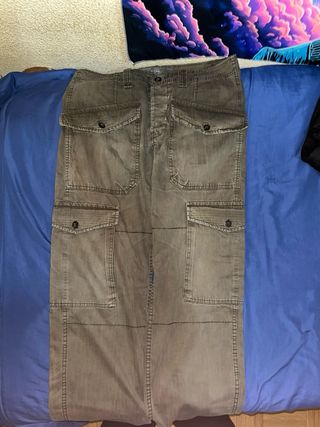 Pantalón Ancho Casual Verde con Bolsillos