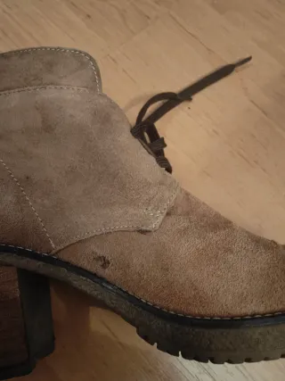 Botines piel vuelta beige/marrón