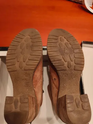 Botines piel vuelta beige/marrón