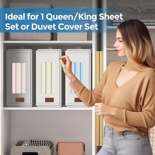 3 Cajas Almacenamiento Ropa Tela Beige