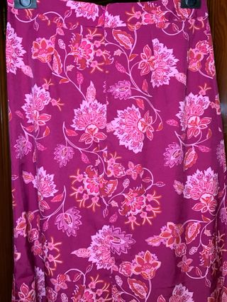 Falda larga floral rosa y morada