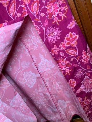 Falda larga floral rosa y morada