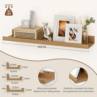 Juego 3 Estantes Madera 60cm Beige