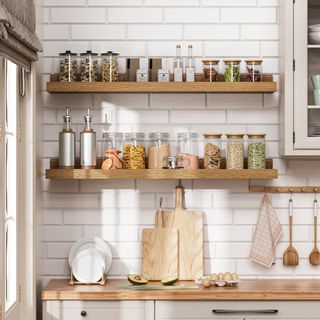 Juego 3 Estantes Madera 60cm Beige