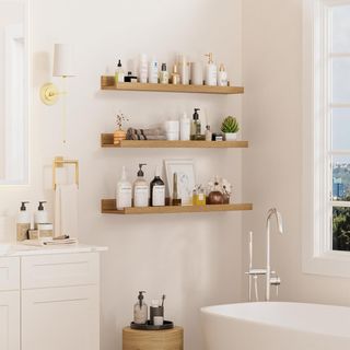 Juego 3 Estantes Madera 60cm Beige