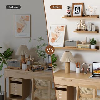 Juego 3 Estantes Madera 60cm Beige