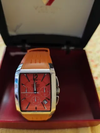 Reloj Lotus Cronógrafo Naranja Plata