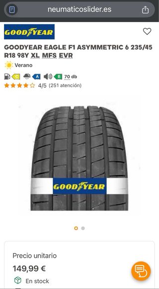 Neumáticos Goodyear 235/45/18 98Y