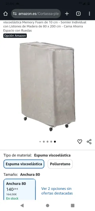 Cama plegable Cortassa con ruedas y funda