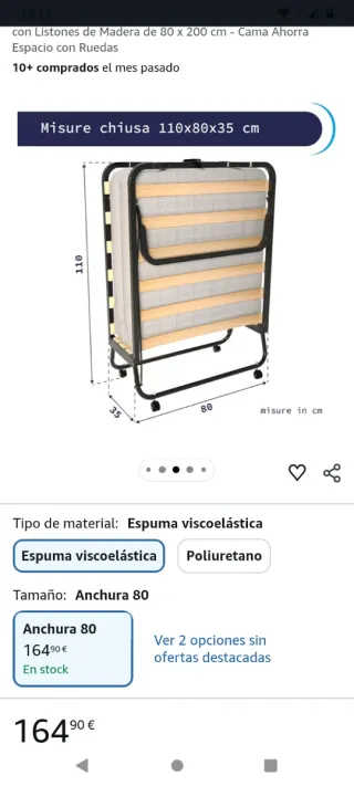 Cama plegable Cortassa con ruedas y funda