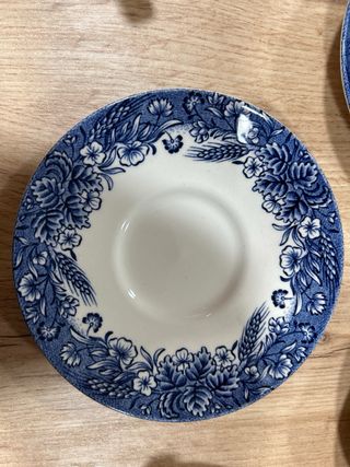 Juego de café inglés Churchill azul y blanco.