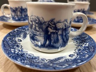 Juego de café inglés Churchill azul y blanco.