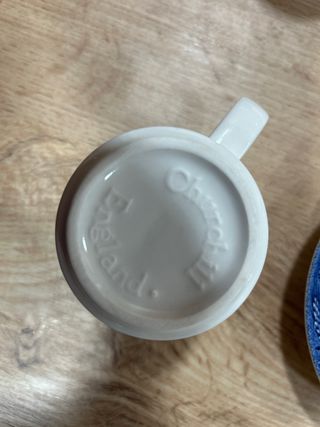 Juego de café inglés Churchill azul y blanco.