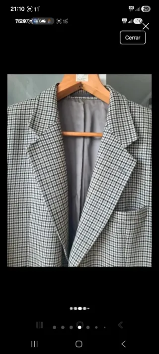 Americana Lana Virgen Caballero Gris/Negro