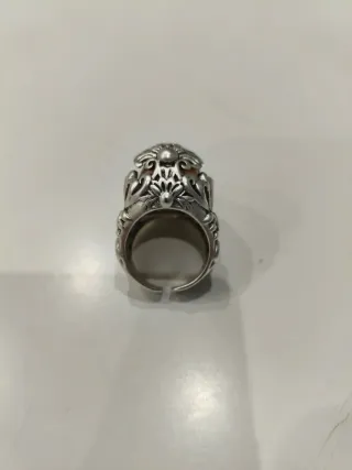Anillo Calavera Hombre Plata y Marrón