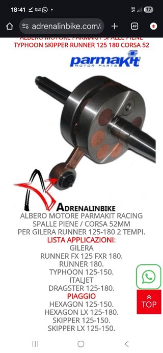 Albero motore Parmakit spalle piene Runner 180